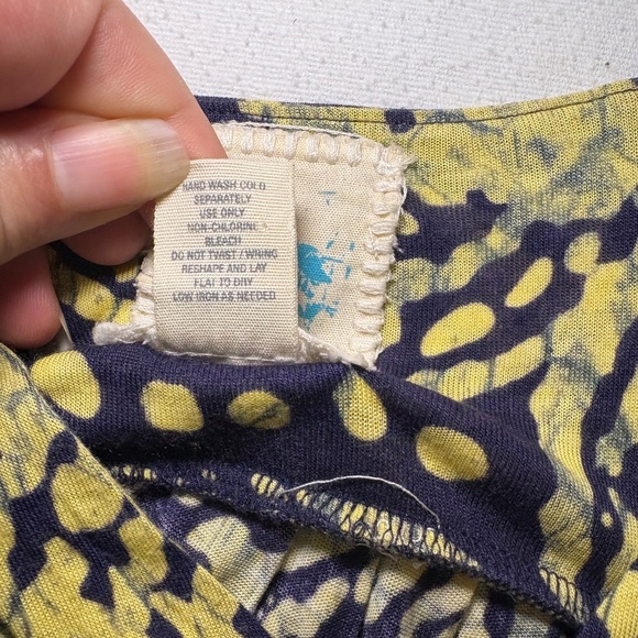 Anthropologie C KEER Spin Art Tank Dress /Tie Waist Jersey Knit Blue/Green Sz M - Picture 7 of 7